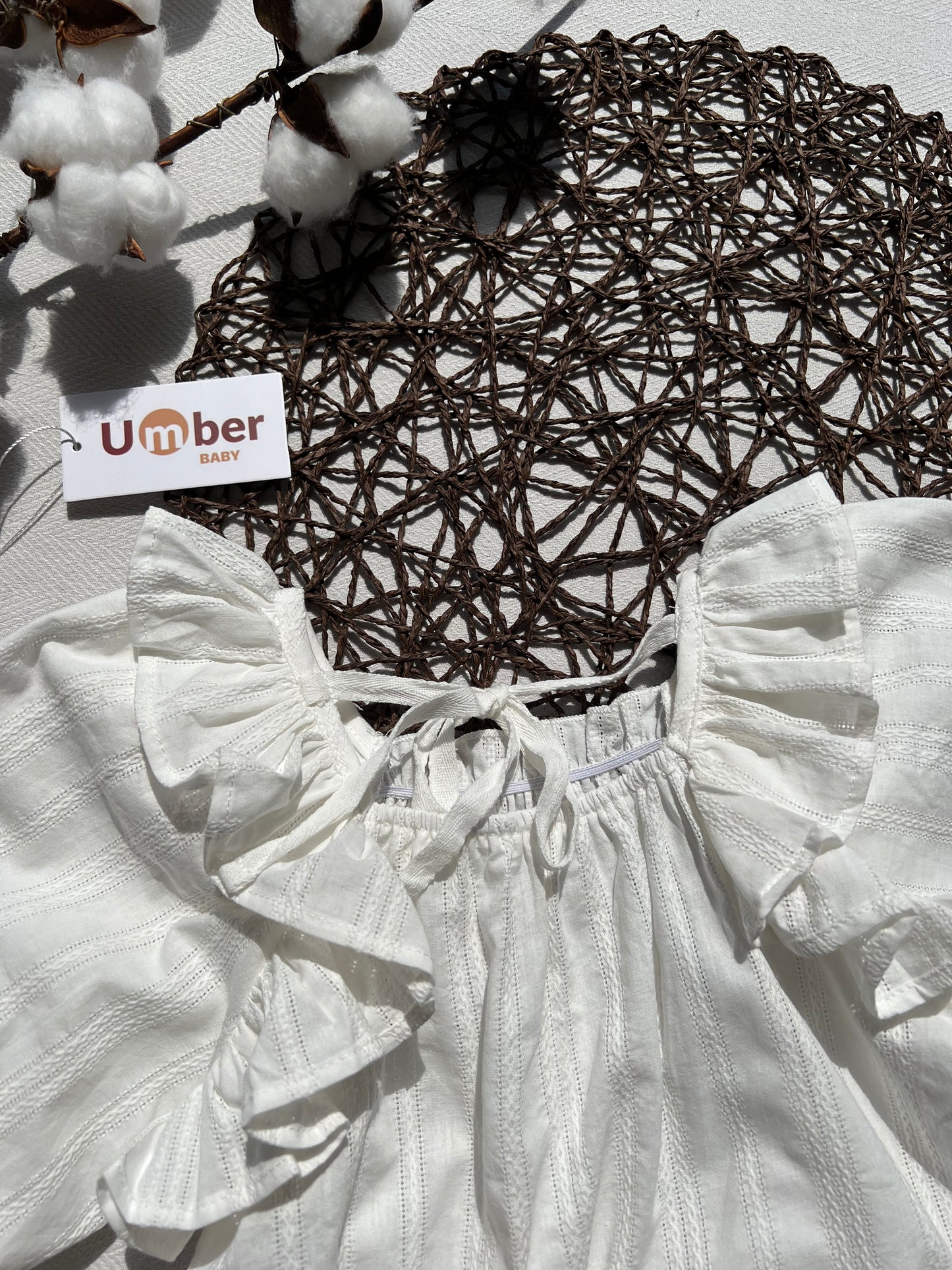 Athena Ruffle Long Sleeve Baby Romper