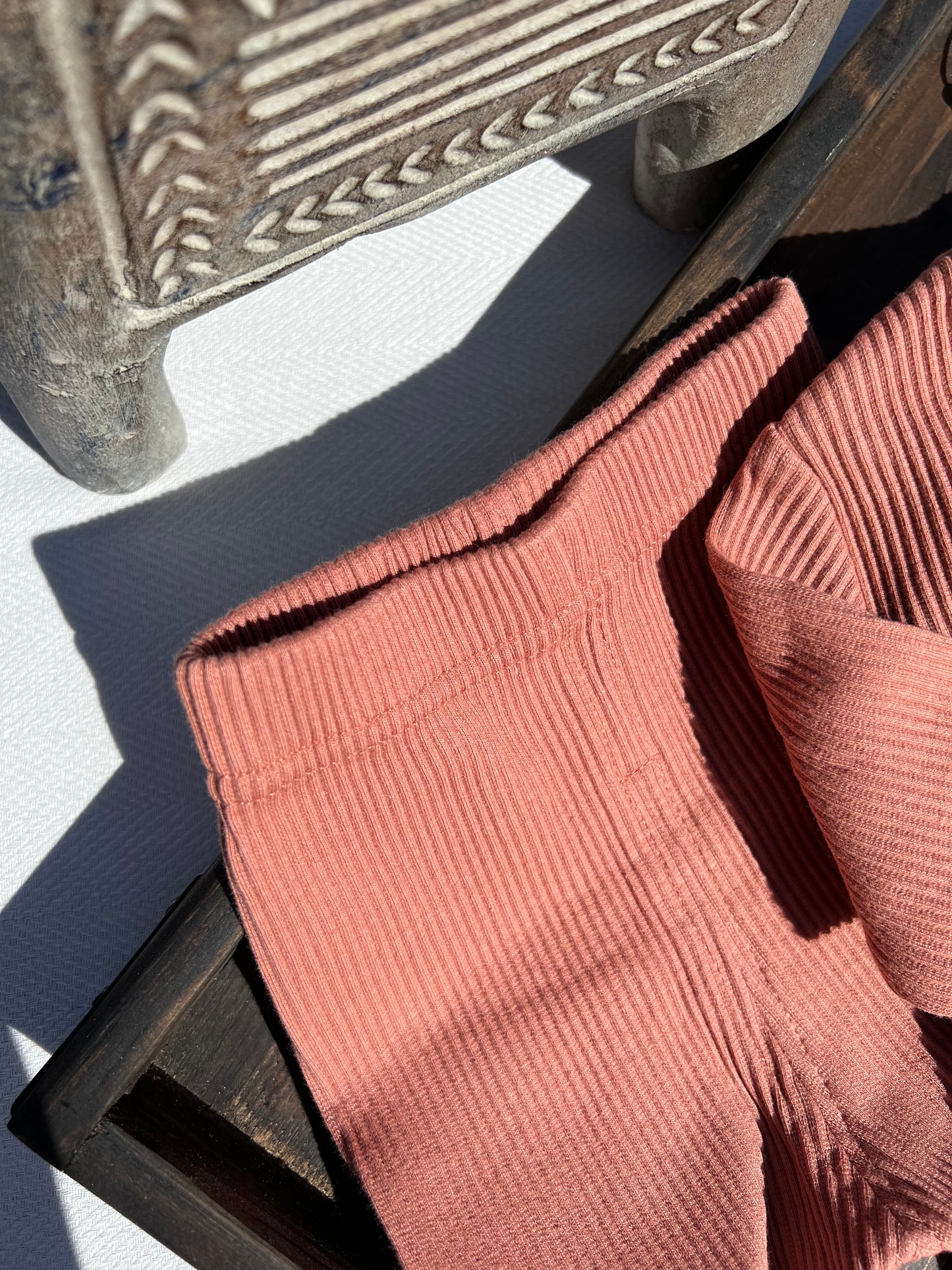 Coral Baby Ribbed Pants with Elastic Waistband