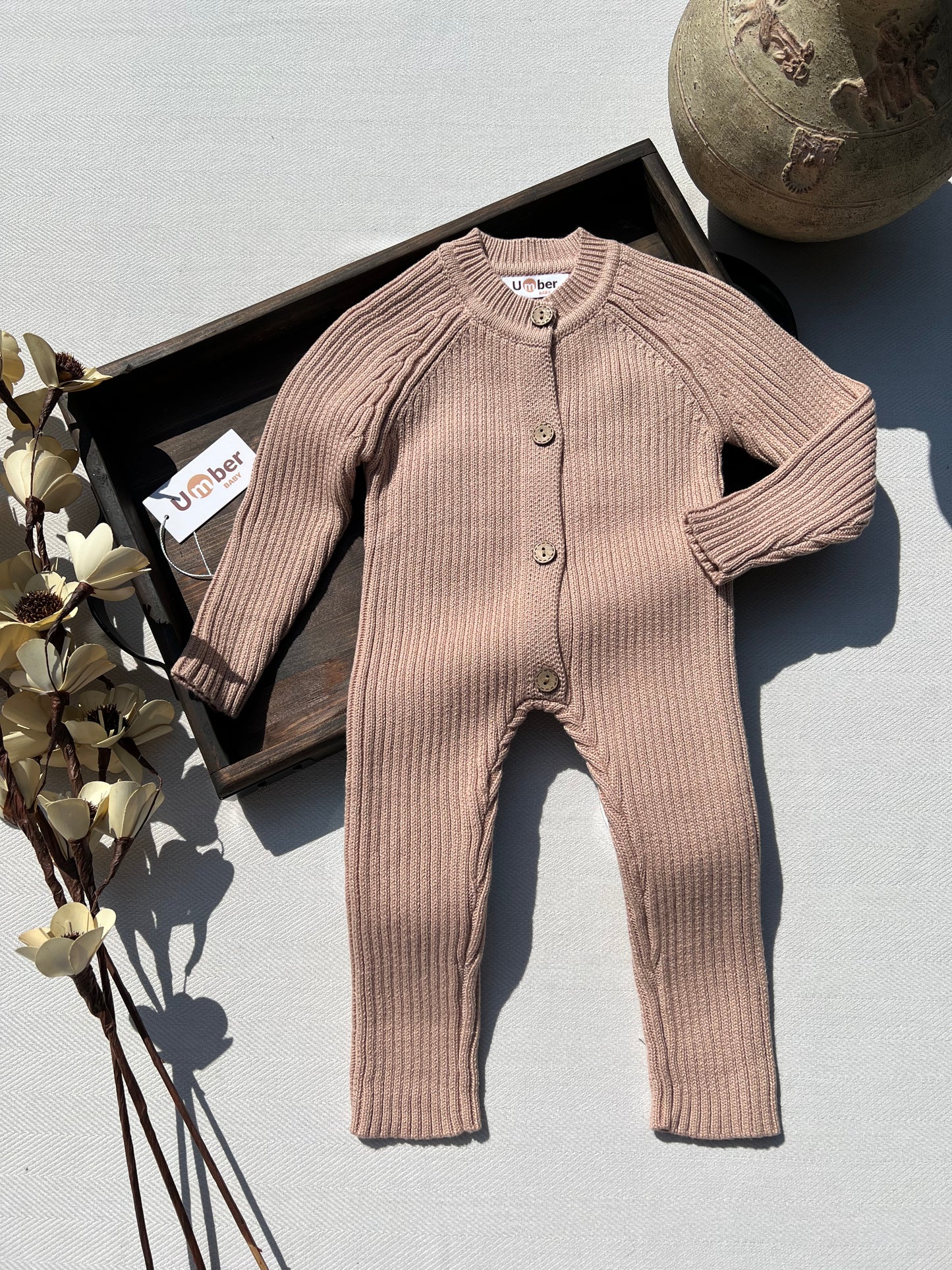 Oliver Ribbed Knit Baby Jumpsuit