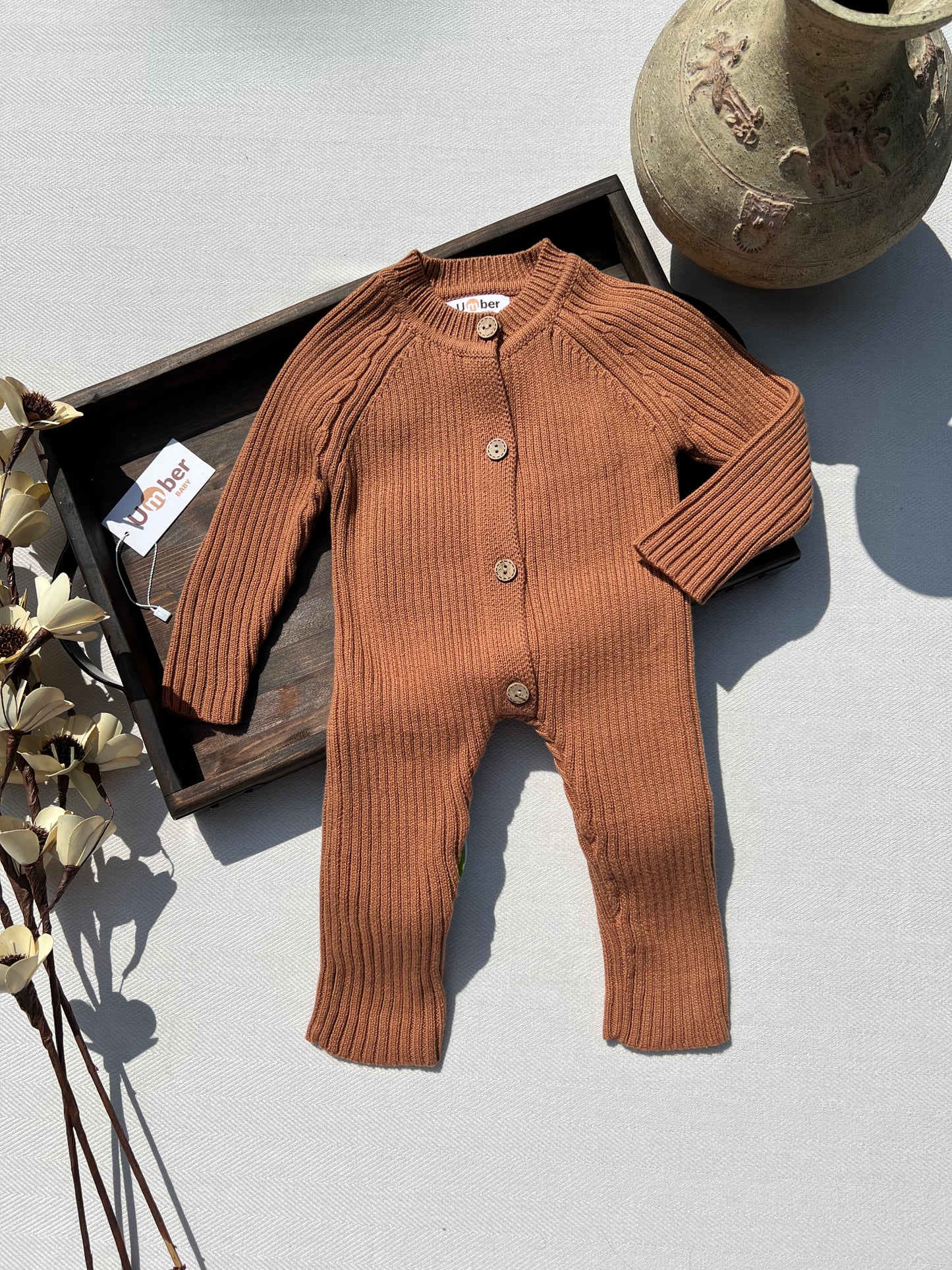 Oliver Ribbed Knit Baby Jumpsuit