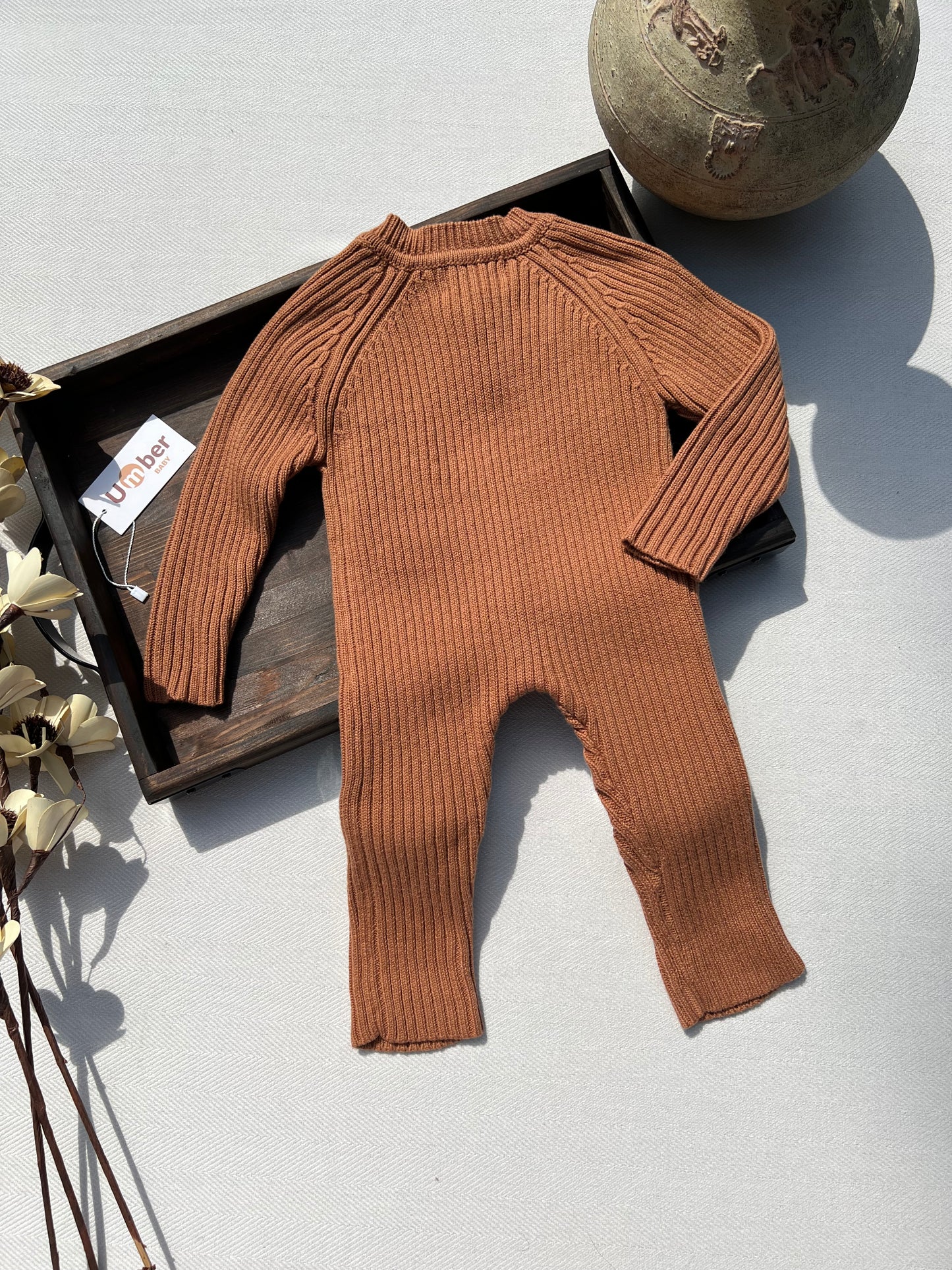 Oliver Ribbed Knit Baby Jumpsuit