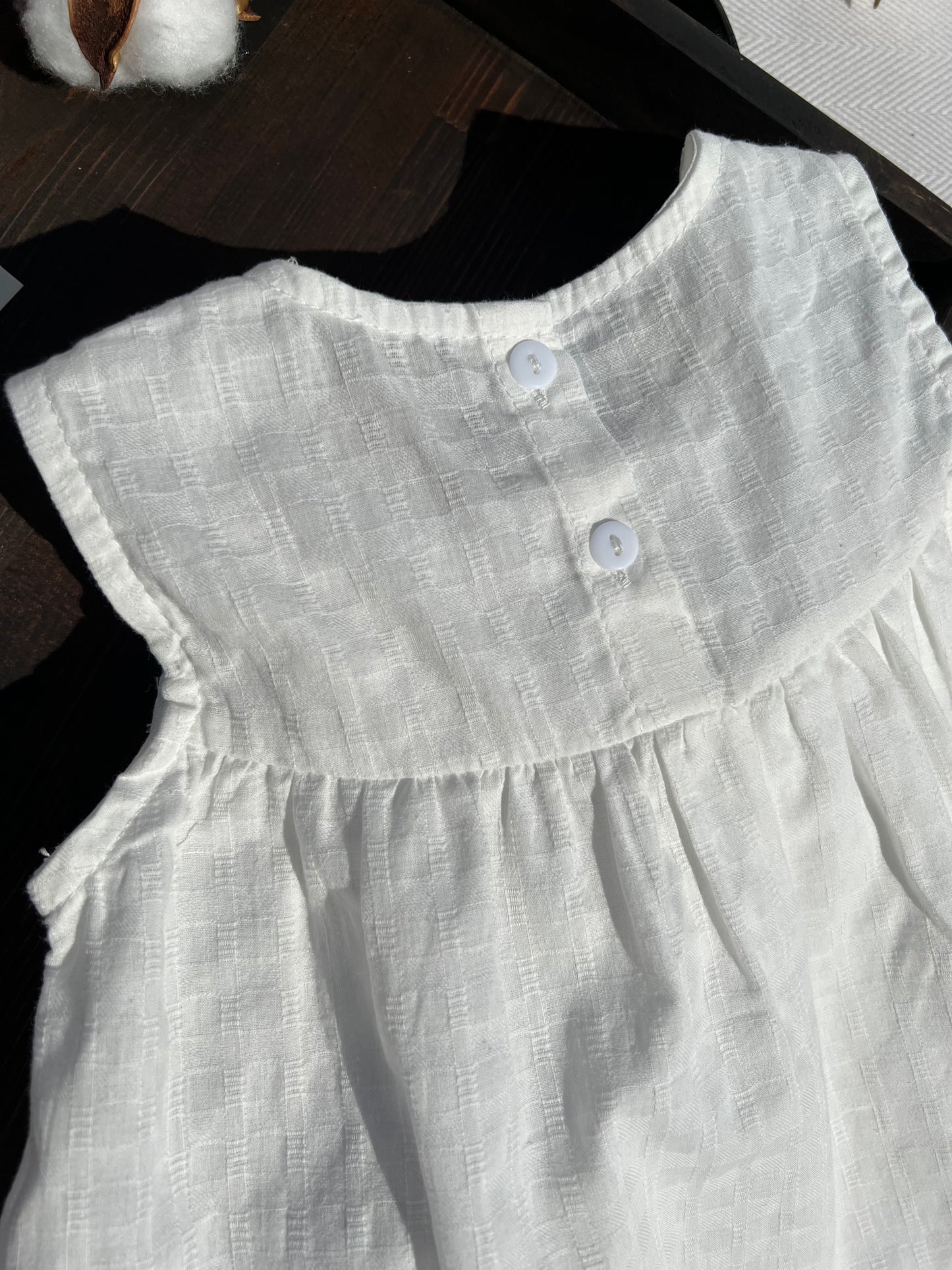 White Baby Dress with Button-up Back Detail