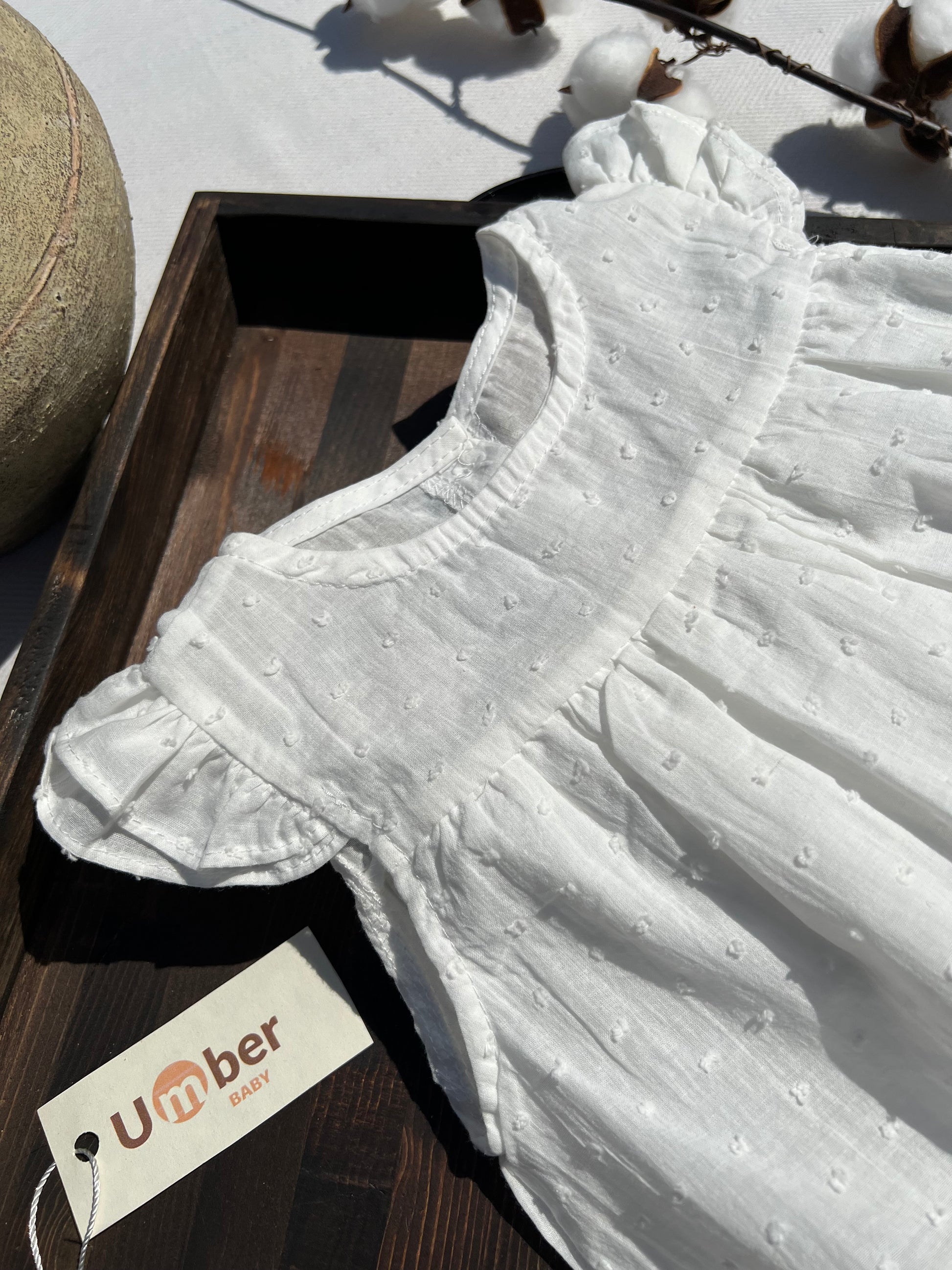 White Ruffle Sleeve Baby Dress 