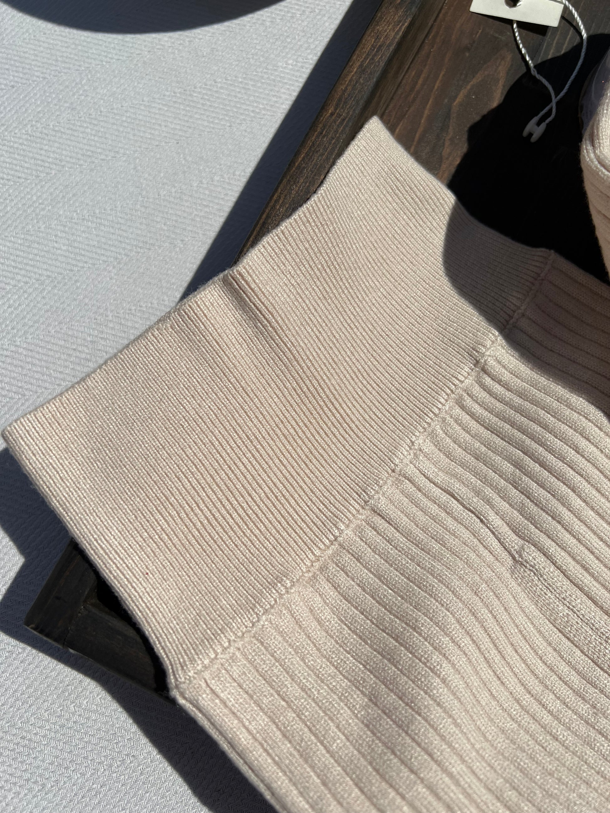 Beige Ribbed Baby Pants