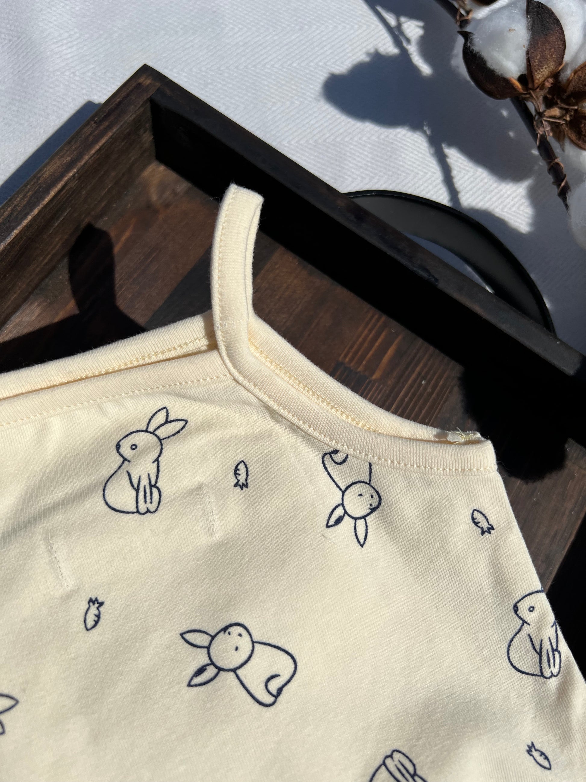 Bunny Print Baby Cami Bodysuit with Thin Straps